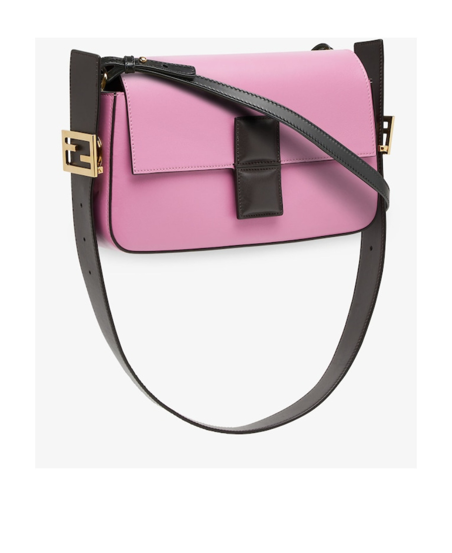 Shop Fendi Pink And Dark Brown Colour-block Leather Bag
