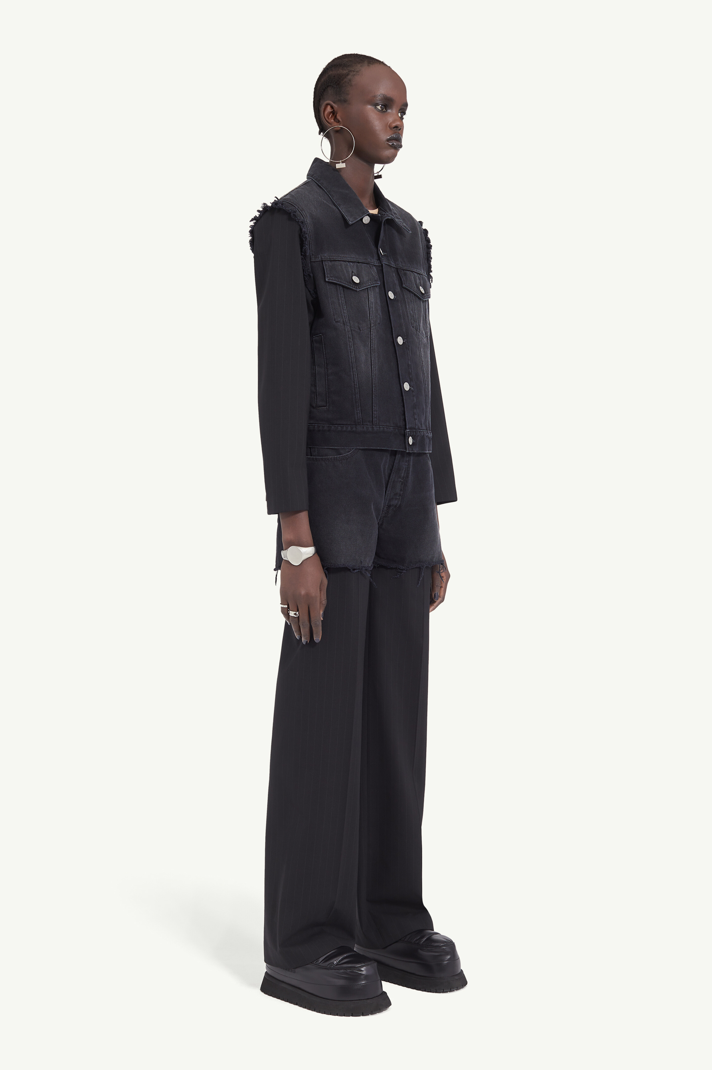 Shop Mm6 Maison Margiela Denim Jacket In Black