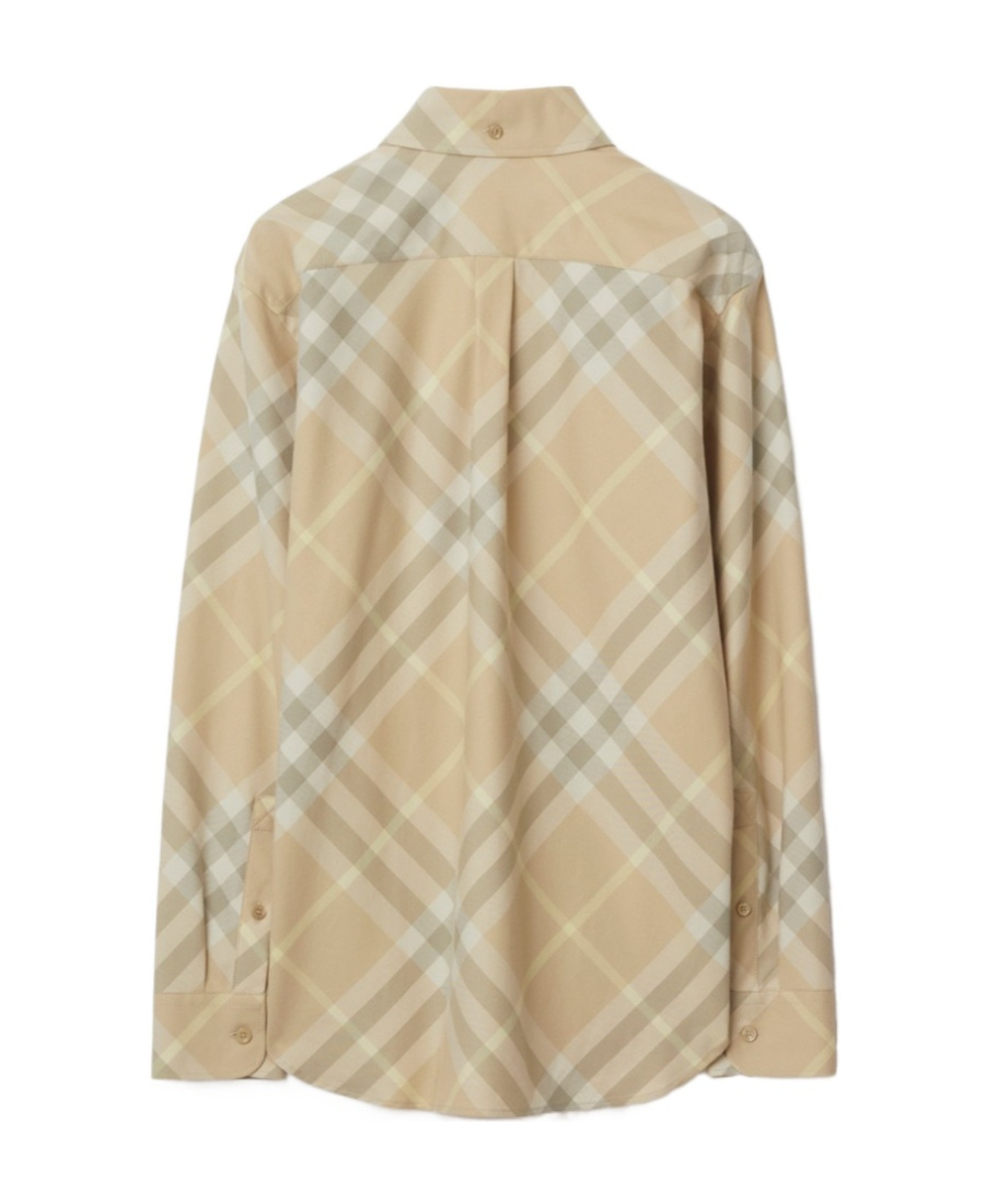 Burberry Button Down Shirt With Check Pattern In Nude