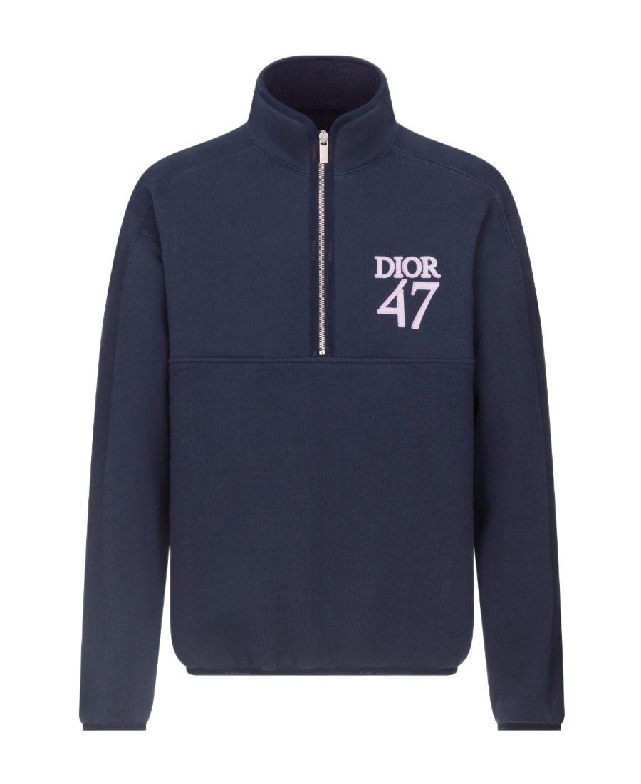 Dior Semi-zipper Vertical Collar Sweater In Blue