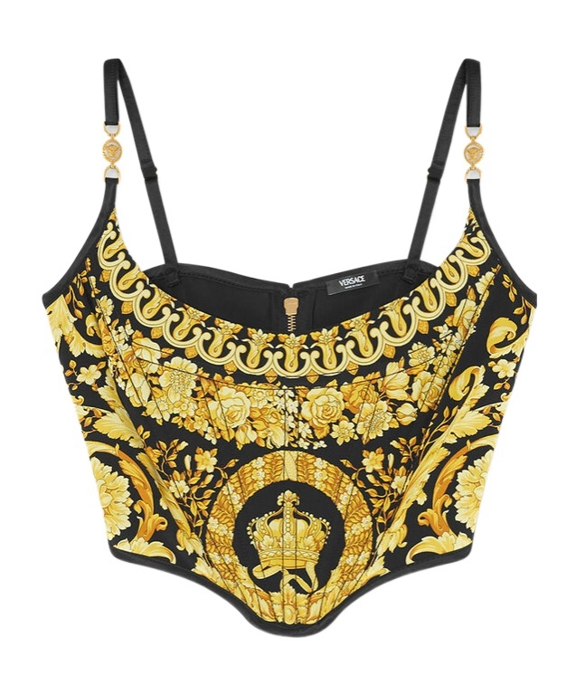 Versace La Coupe Des Dieux Zipped Corset Top In Multicolor