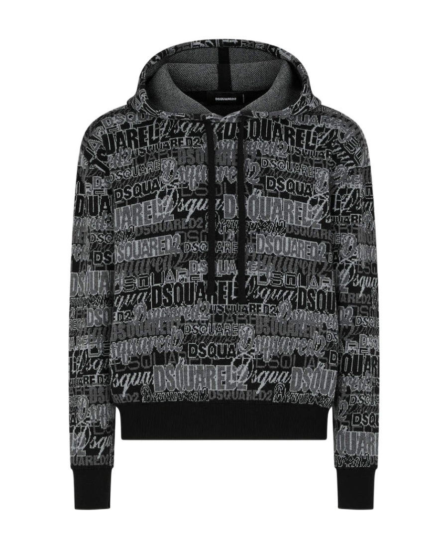 Dsquared2 Intarsia-knit Drawstring Hoodie In Black