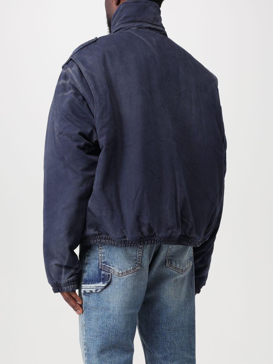 Heron Preston Eagle-patch Distressed-effect Jacket In Blue