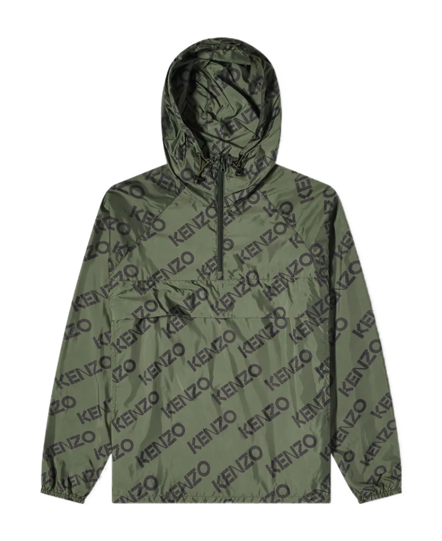Kenzo Initials Hooded Jacket Drawstring Hem In Green
