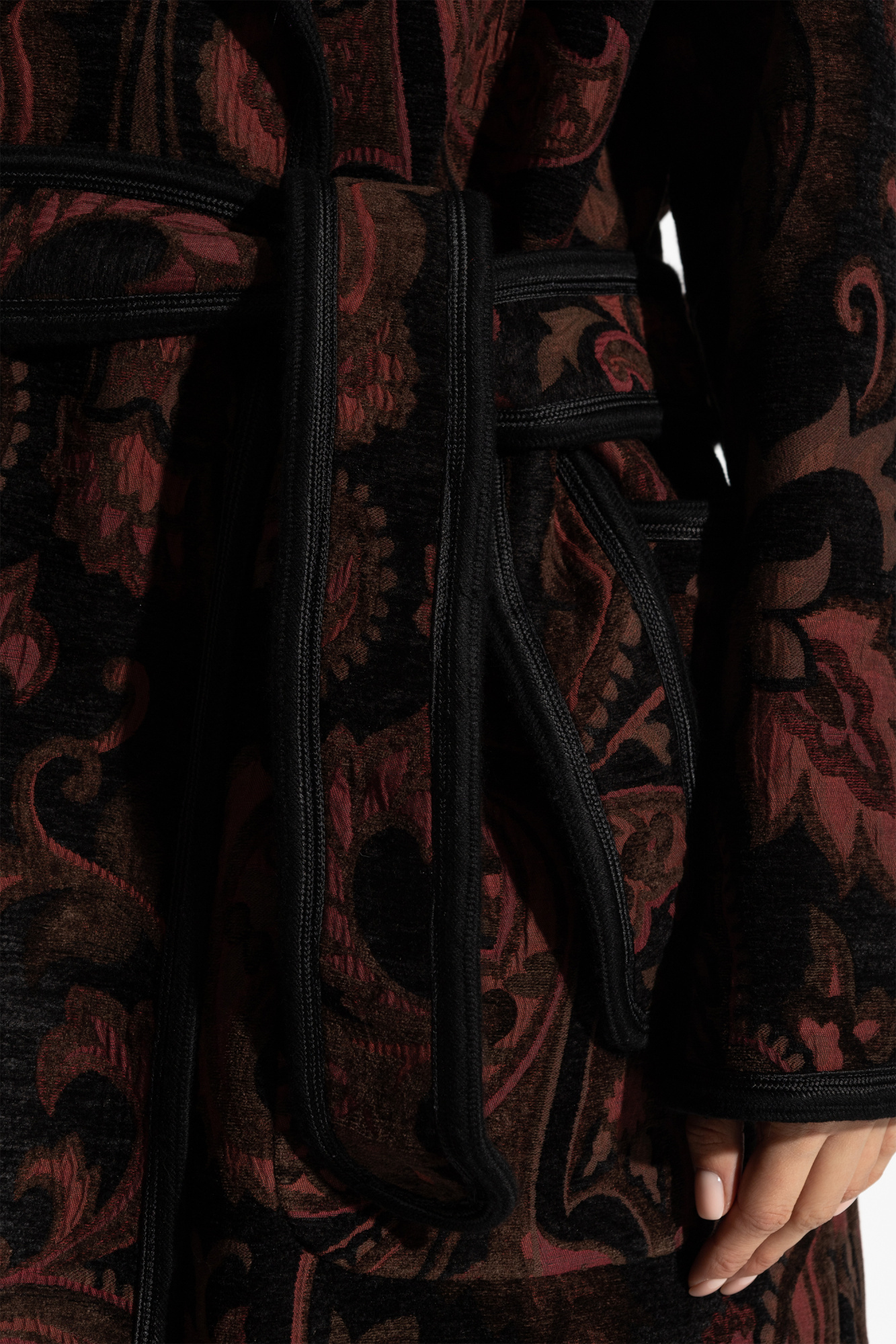 Etro Patterned Knee-length Coat In Black
