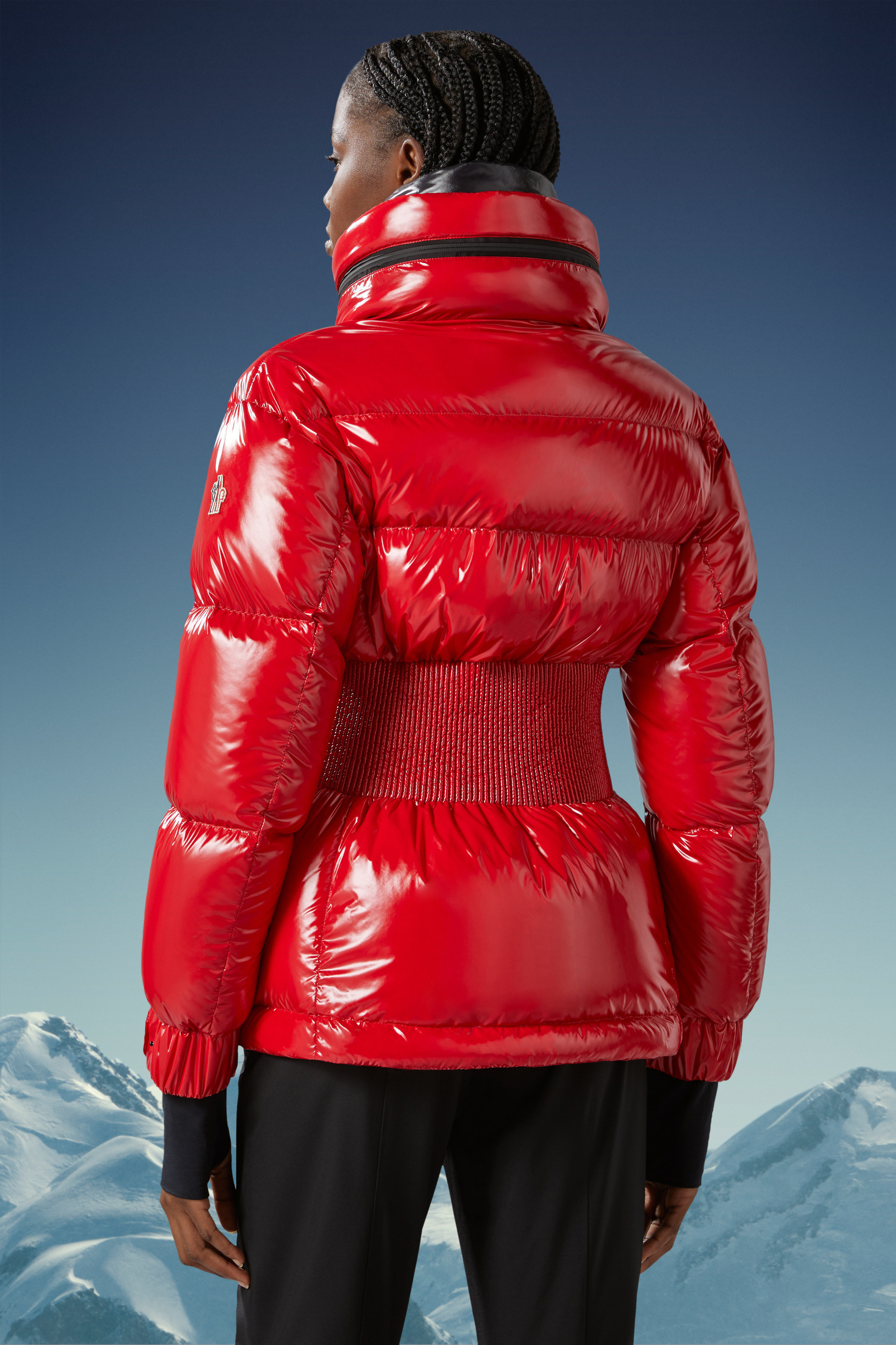 Moncler Rochers Hooded Short Style Down Jacket In Red