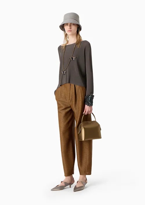 Giorgio Armani Long Sleeves Boat Neck Sweater In Gray