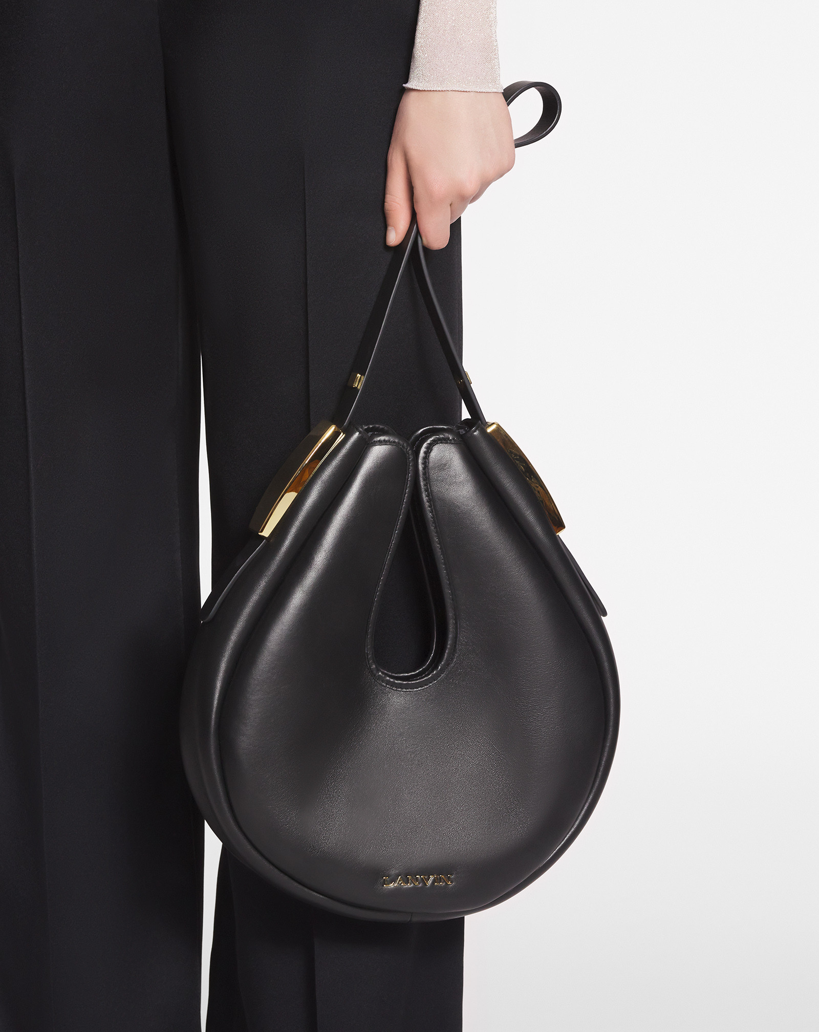 Shop Lanvin Logo-lettering Shoulder Bag In Black
