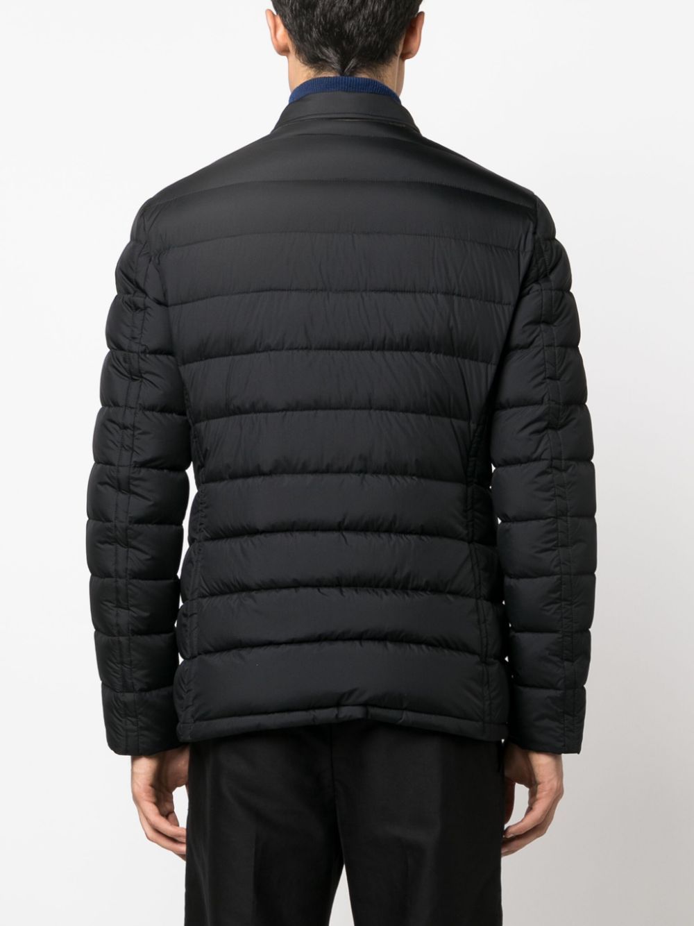 Moorer Padded And Quilted Jacket With Lined Collar In Black