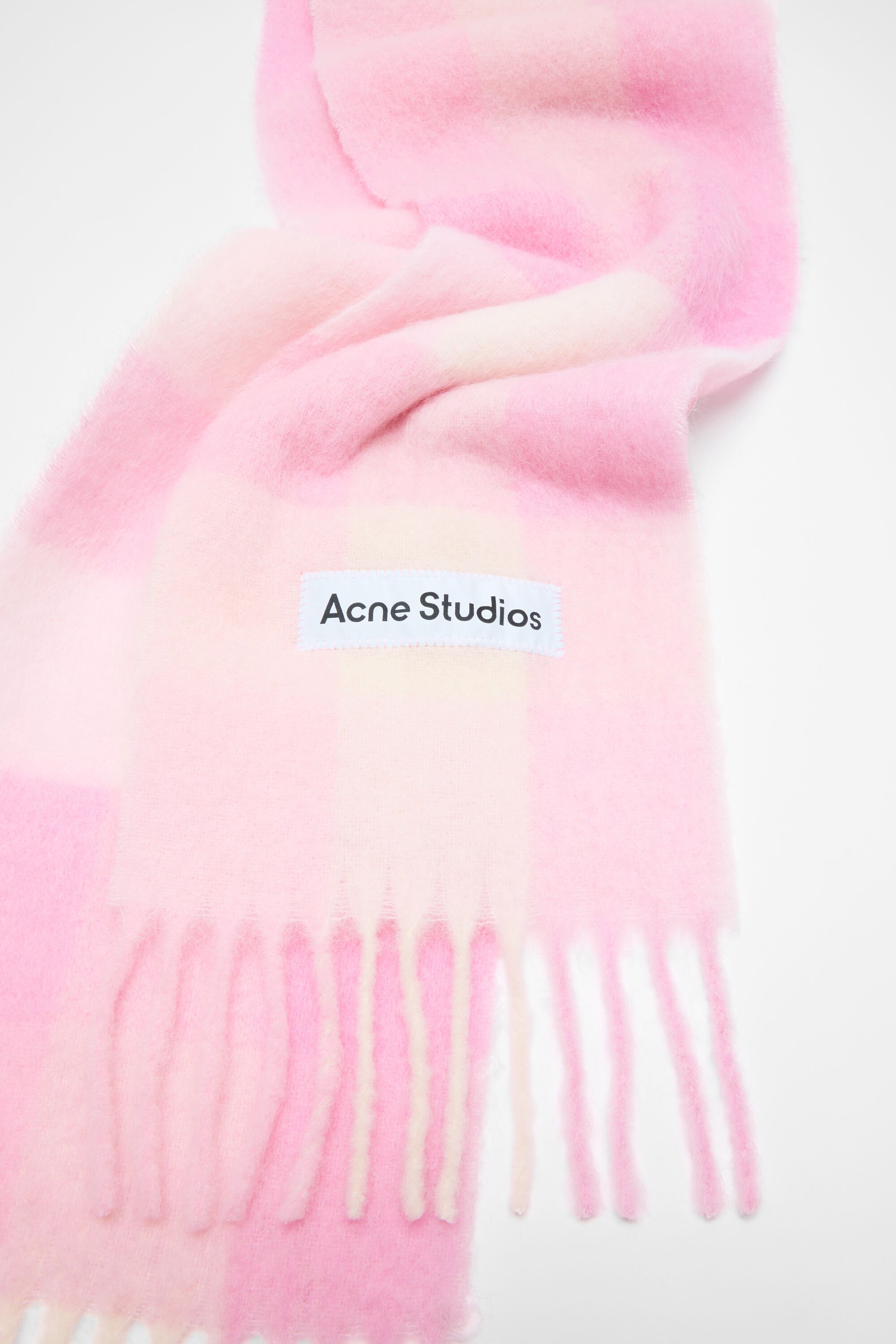 Acne Studios Mohair Checked Scarf In Pink