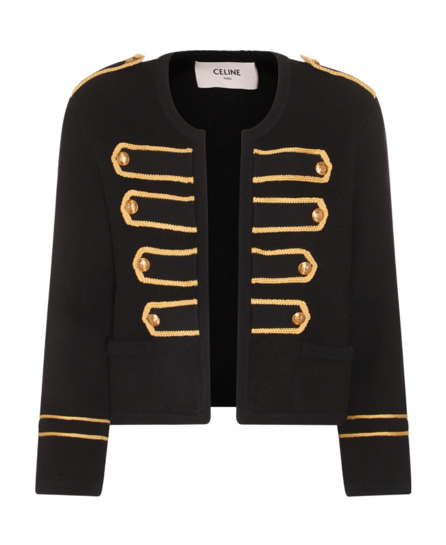 Celine Long-sleeved Wool Casual Jacket In Black