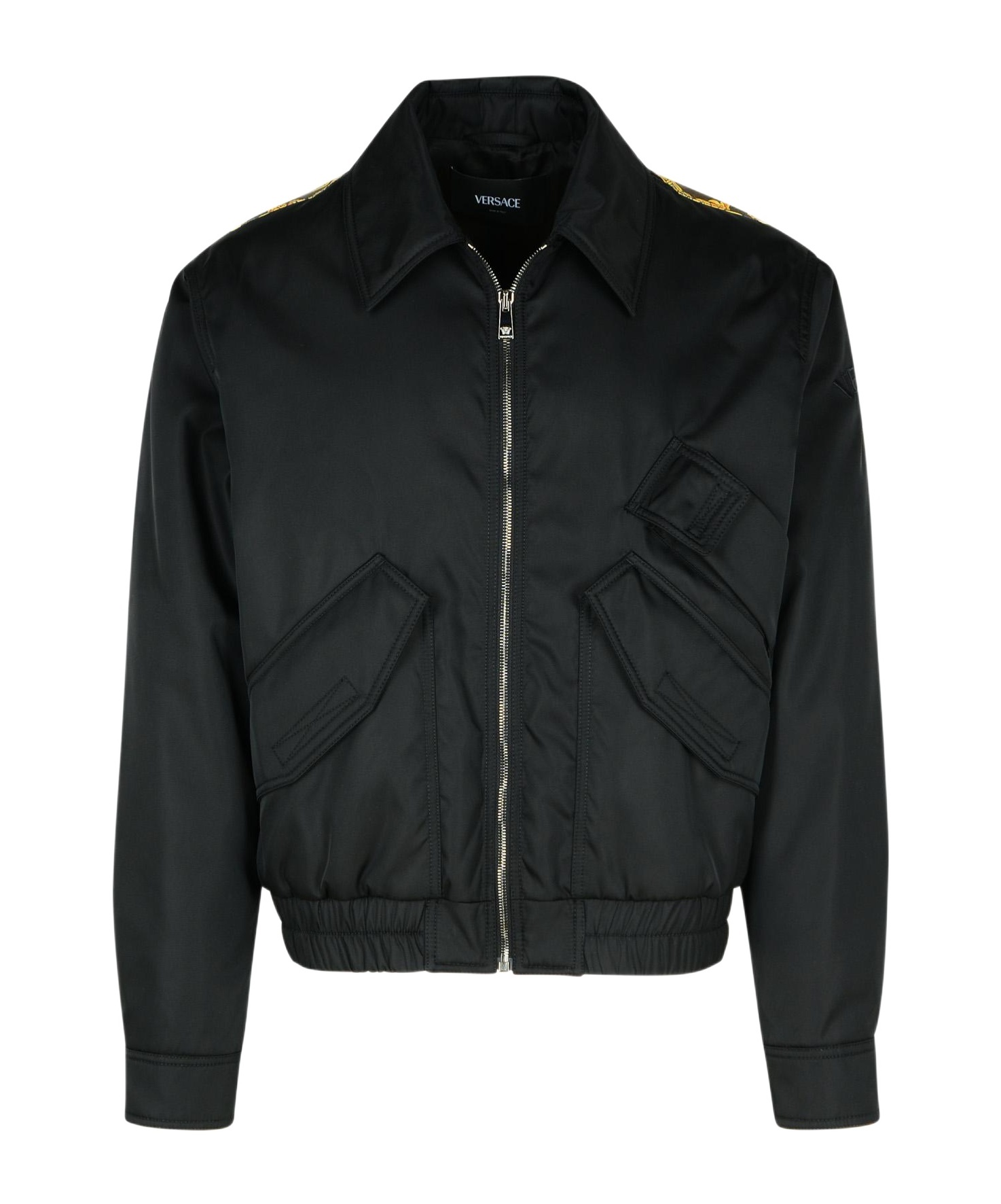 Versace Bomber Jacket Nylon Shoulder Patches In Black