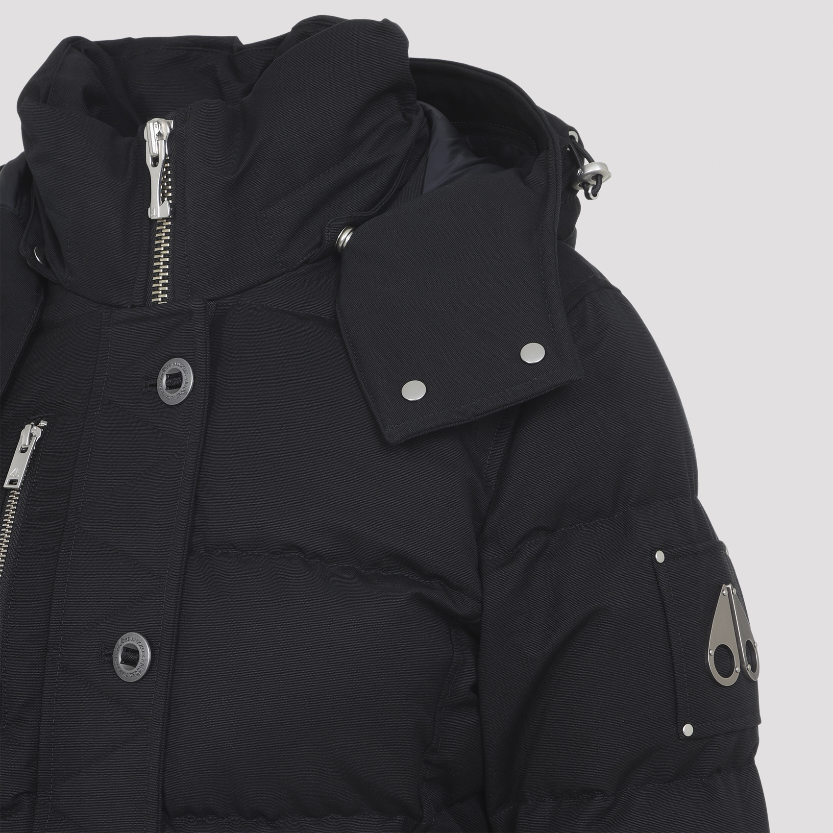 Moose Knuckles Long-sleeved Hooded Down Jacket In Blue