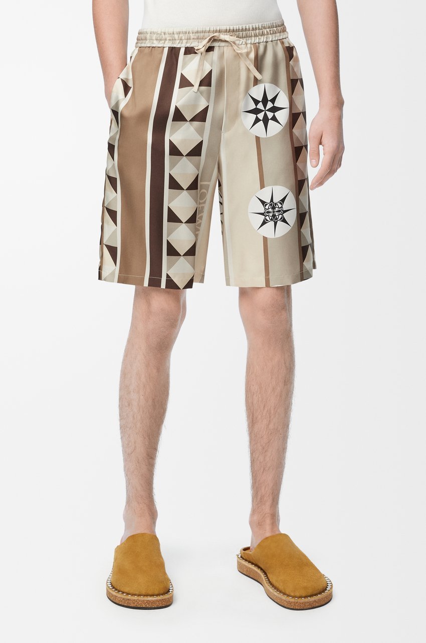 Loewe Printed Silk Shorts In Green