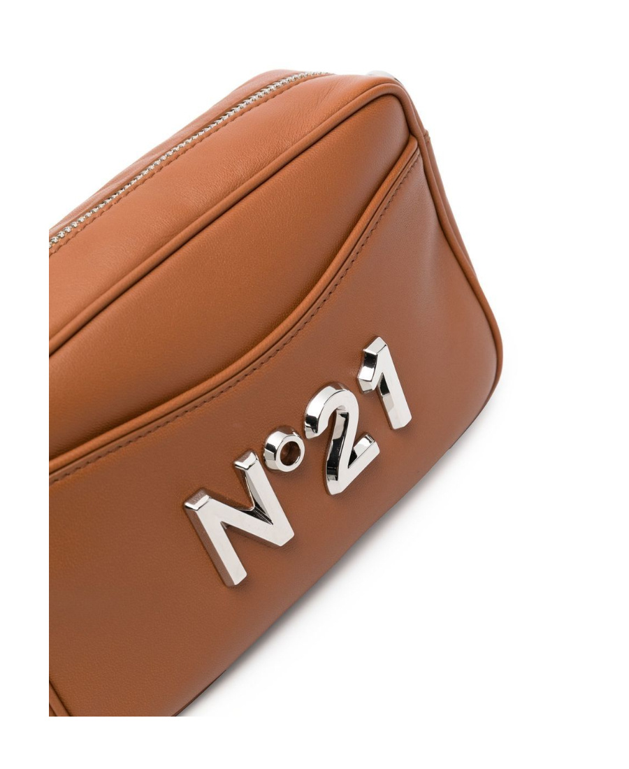 N°21 Logo-plaque Leather Crossbody Bag In Brown