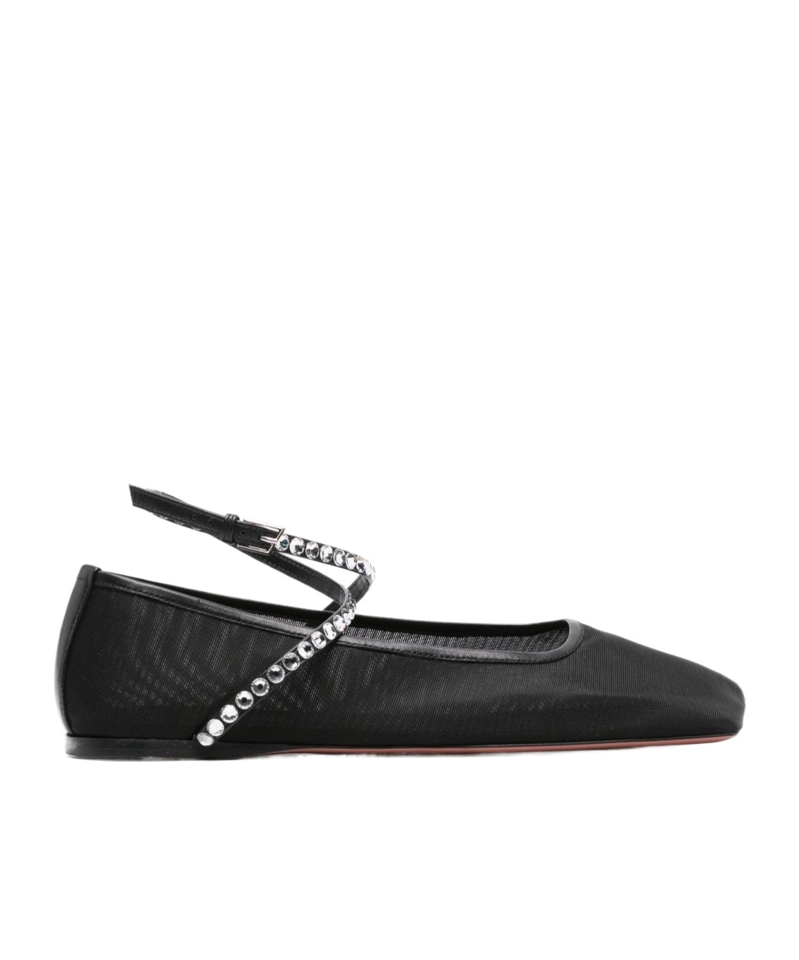 Amina Muaddi Ane Crystal-embellished Mesh Ballet Flats In Black