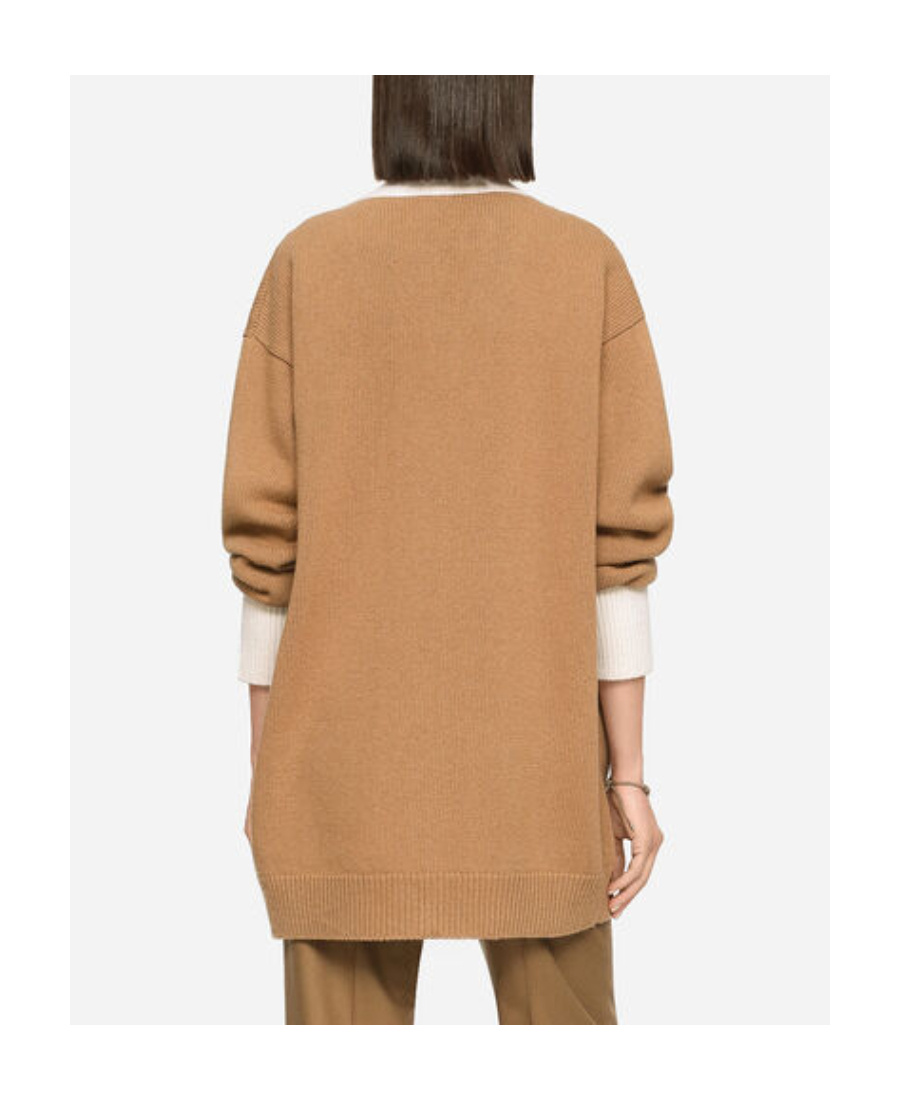 Dolce & Gabbana Logo-patch Virgin Wool Cardigan In Brown