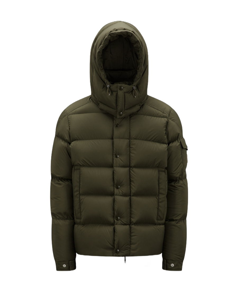 Moncler Vezere Logo Patch Puffer Jacket In Green