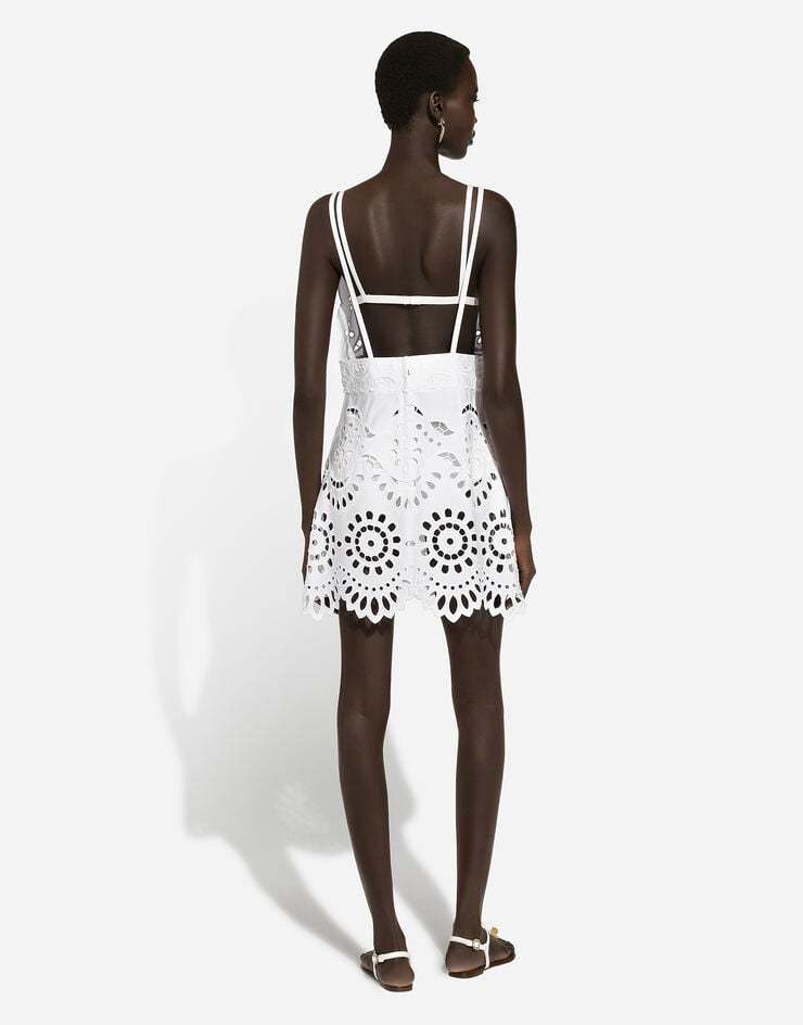 Dolce & Gabbana Cotton Minidress With Straps And Cut-out Detailing In White