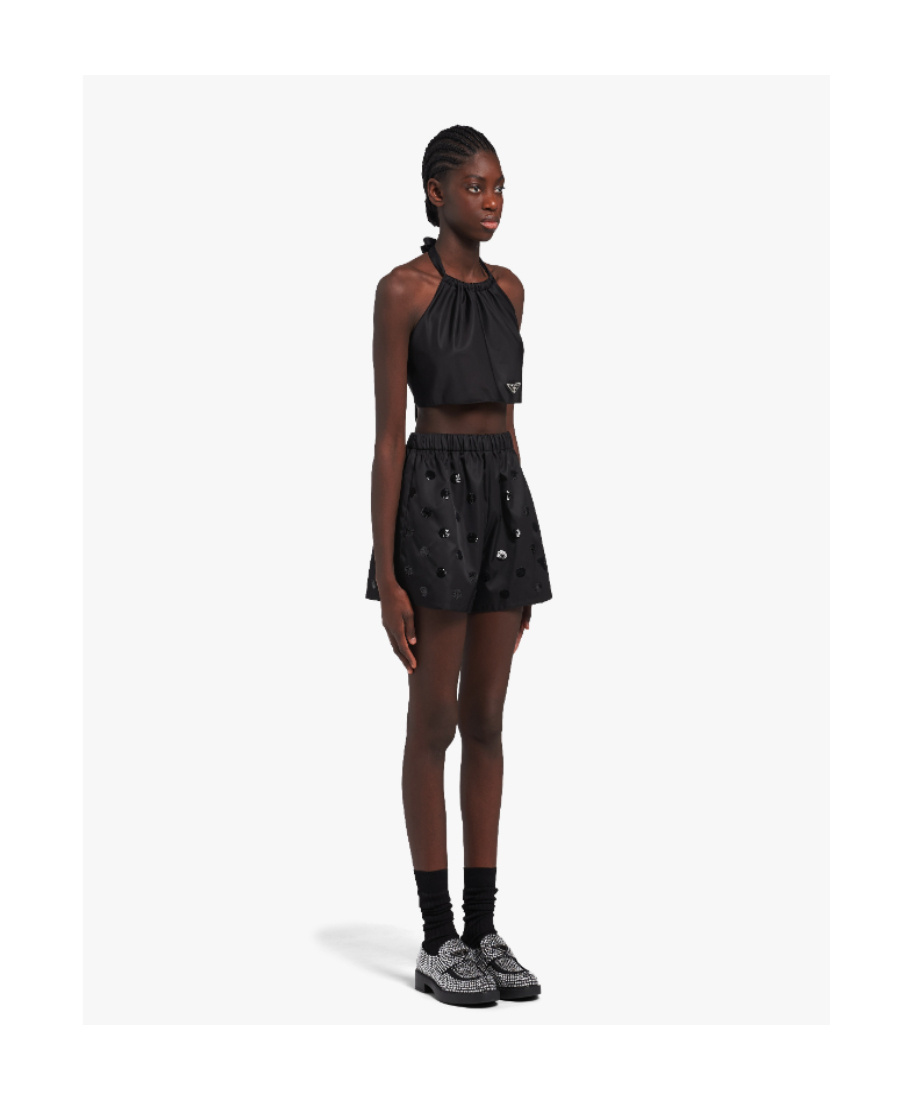 Prada Re-nylon Sequinned Shorts In Black