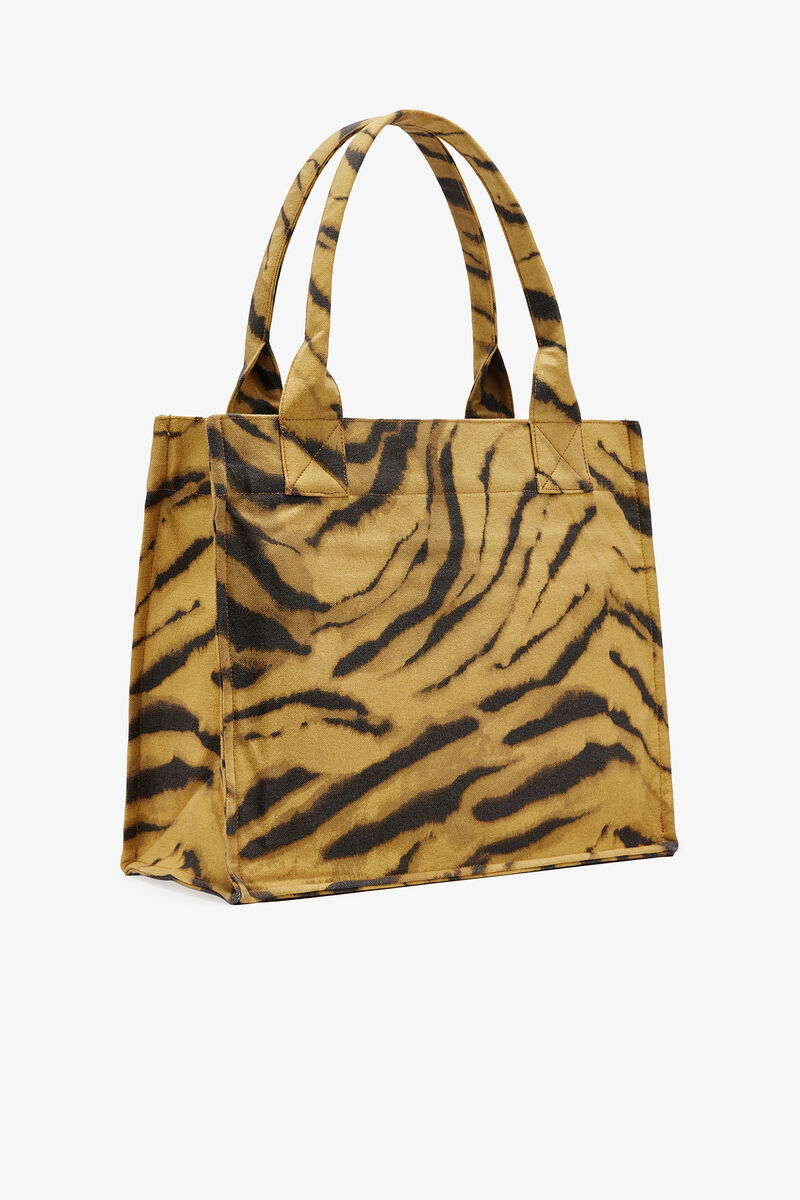 Ganni Large Tote Bag Made From Recycled Cotton In Brown