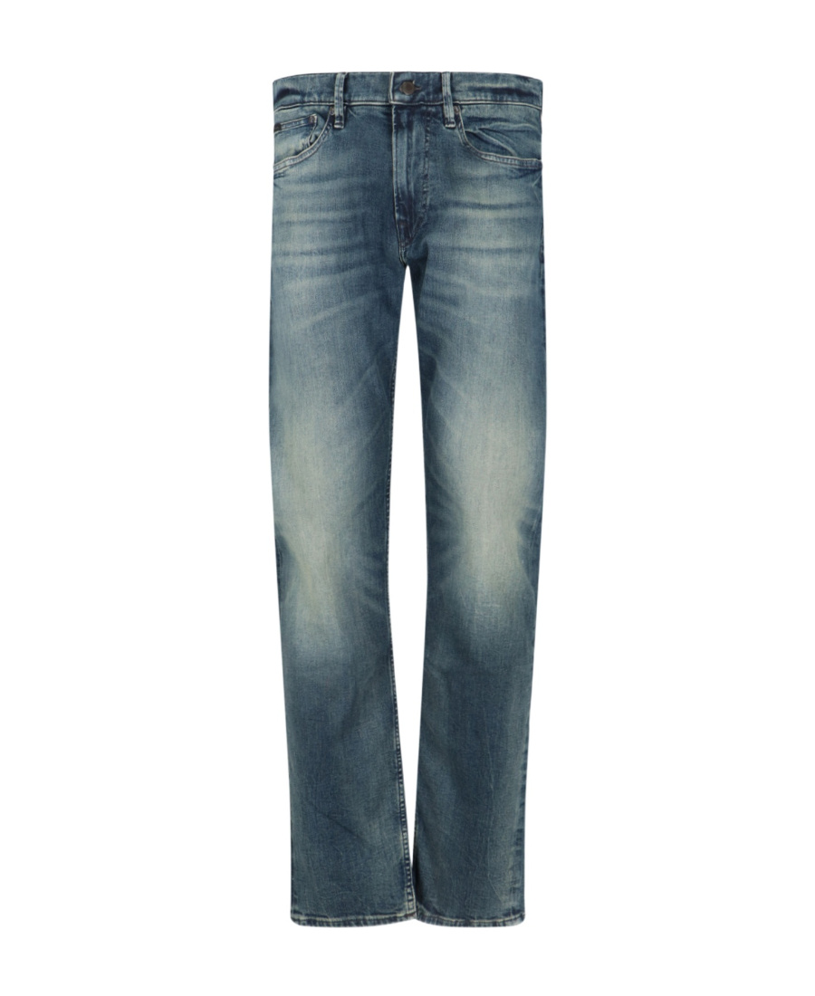 Polo Ralph Lauren Straight Trousers With Belt Loops And Faded Effect In Blue
