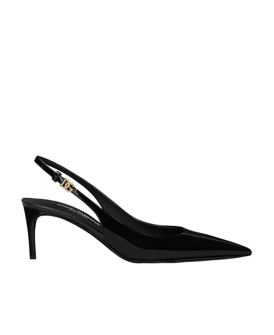 Dolce & Gabbana Tortoiseshell-print Patent Leather Slingbacks In Black