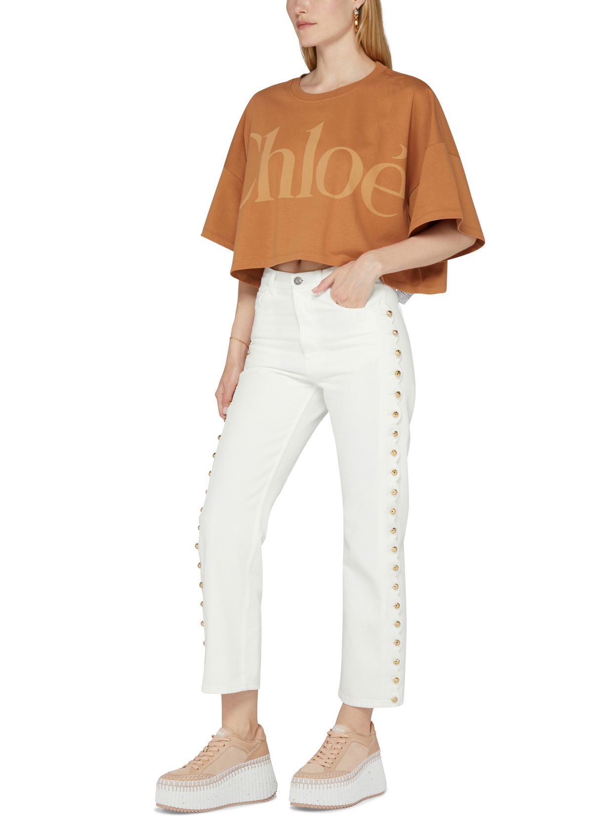 Chloé Platform Sneakers Elevated Round Toe In White