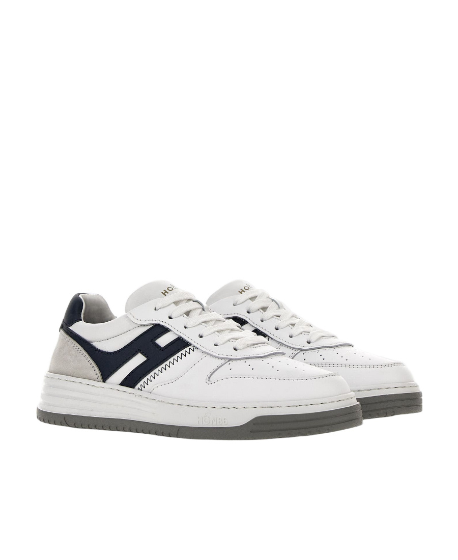 Hogan H630 Leather Sneakers With Contrasting Monogram In White