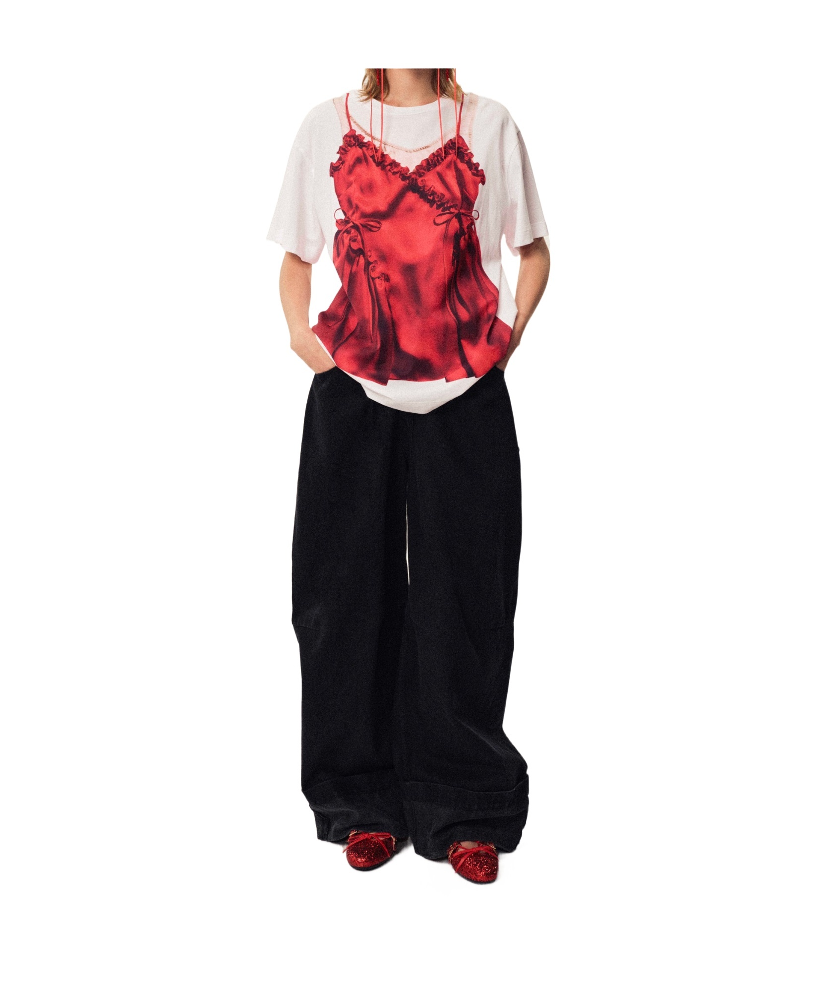 Shop Simone Rocha Negligee Tromp L'oeil T-shirt In Black