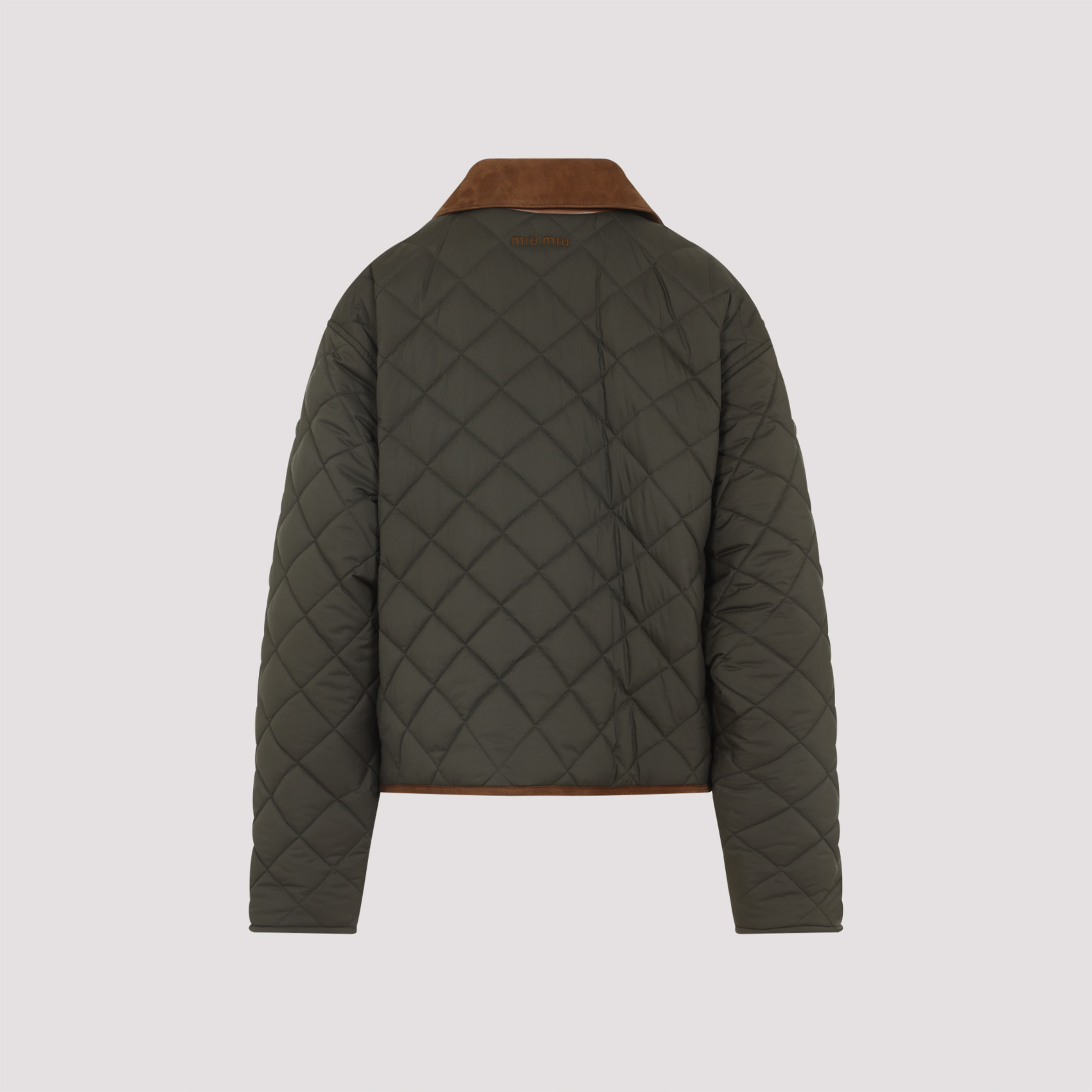 Miu Miu Olive Quilted Nylon Jacket In Black