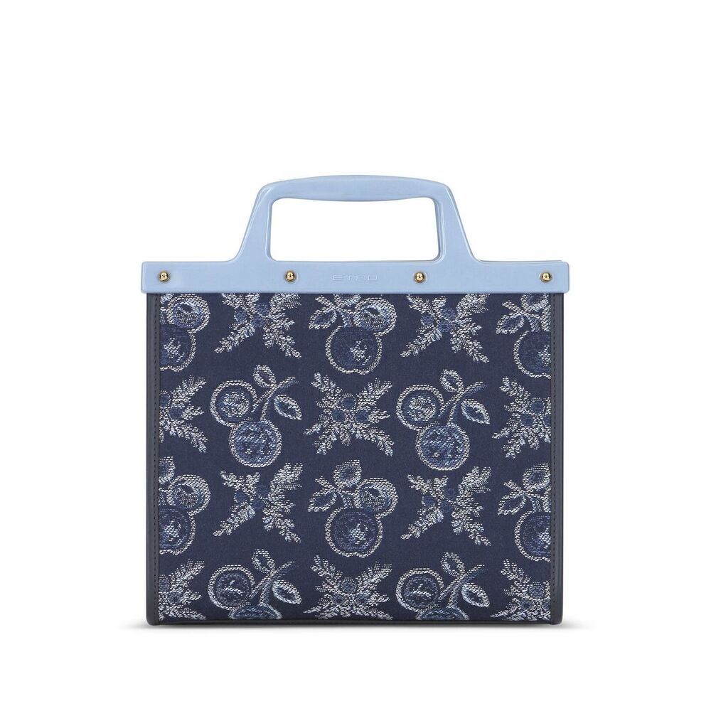 Etro Logo-embroidered Jacquard Tote Bag In Black