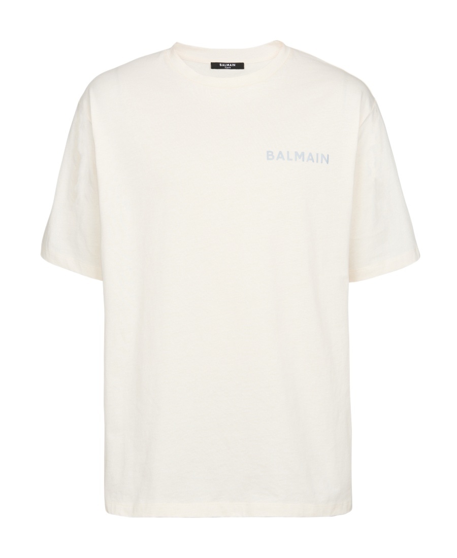 Shop Balmain Cotton T-shirt With Small  Paris Logo In White
