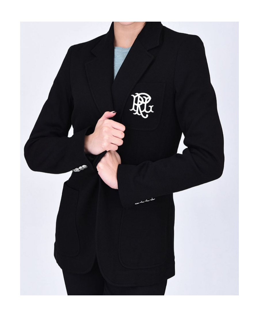 Polo Ralph Lauren Embroidered Logo Single-breasted Blazer In Black