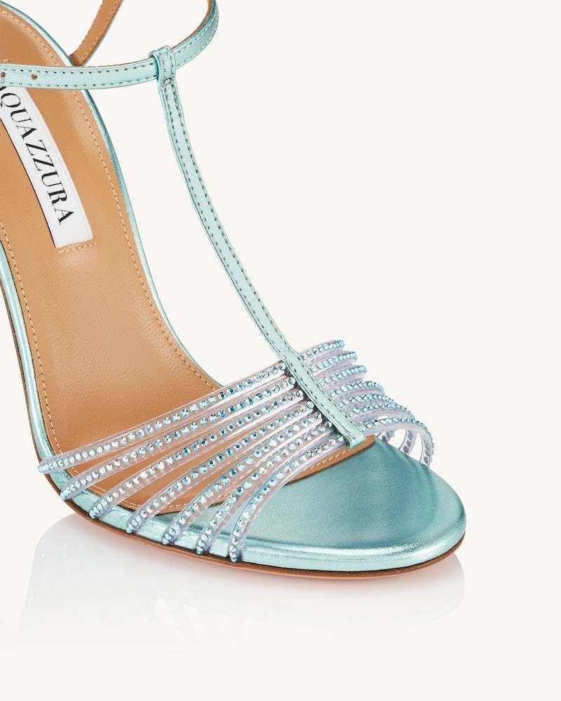 Aquazzura Amore Mio 105 Crystal-embellished Sandals In Blue