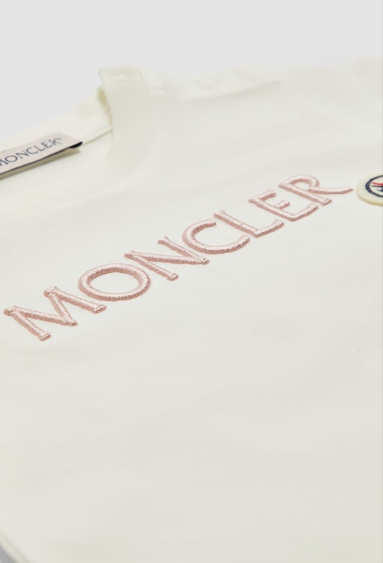 Moncler Embroidery Logo Cotton T-shirt In White