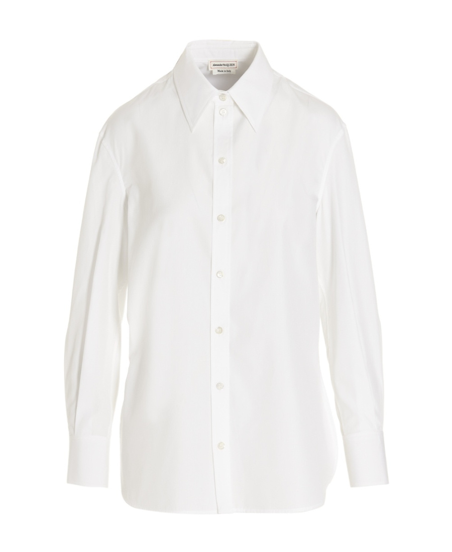 Alexander Mcqueen Long-sleeved Cotton Shirt In White