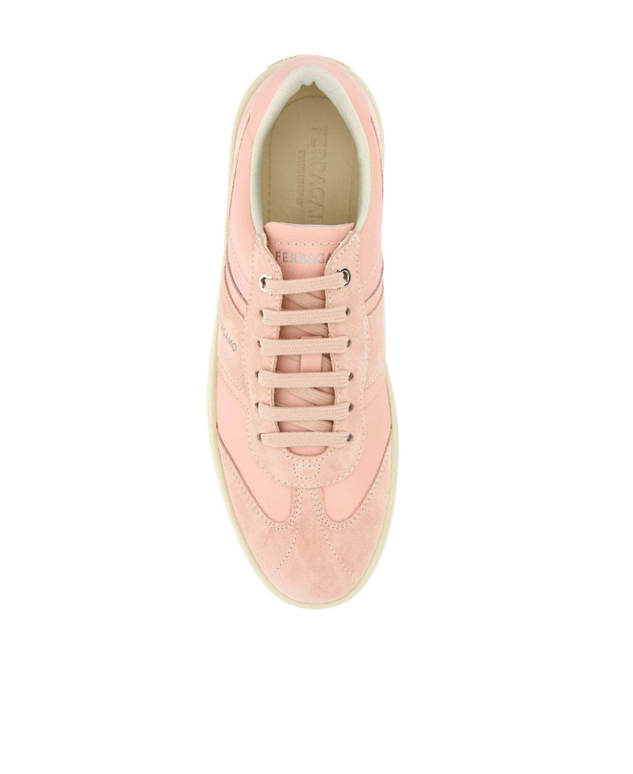Ferragamo Pastel Leather And Suede Achille Sneaker For Women In Nude