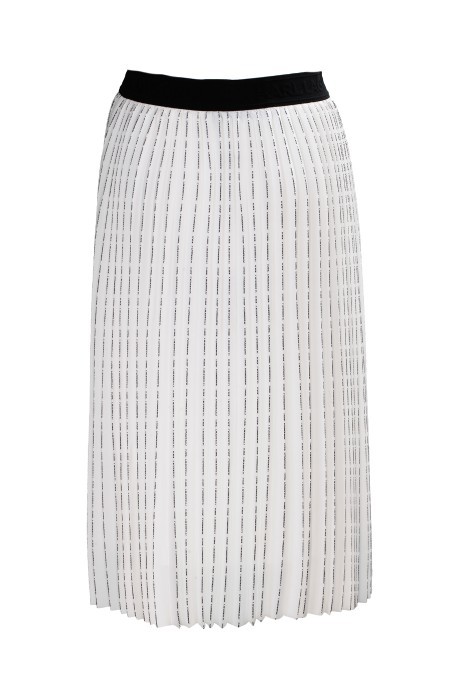 Shop Karl Lagerfeld Logo Print Pleated Skirt In White