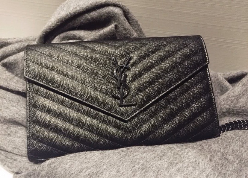 Saint Laurent Monogram Chain Wallet In Black