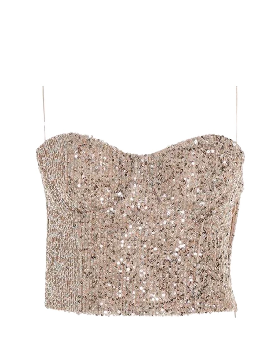 Rochas Sequin-embellished Top In Nude