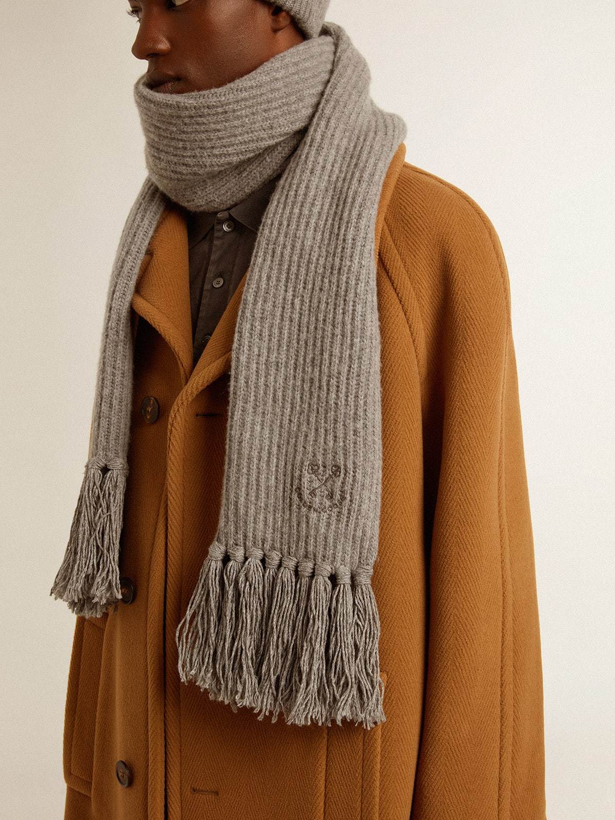 Golden Goose Ribbed-knit Wool Scarf In Gray