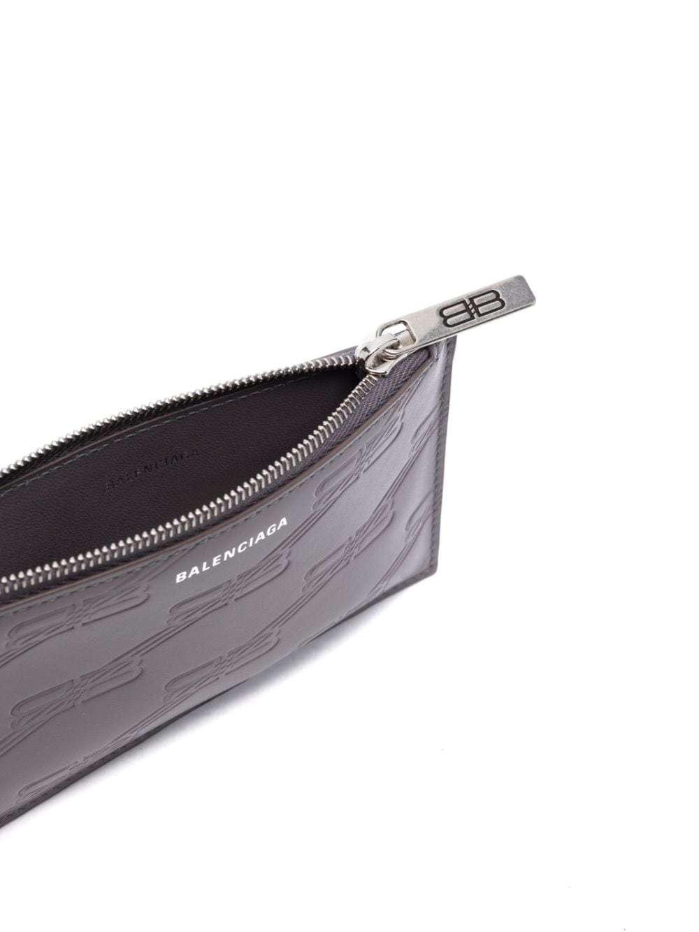 Balenciaga Debossed Bb-monogram Cardholder In Gray