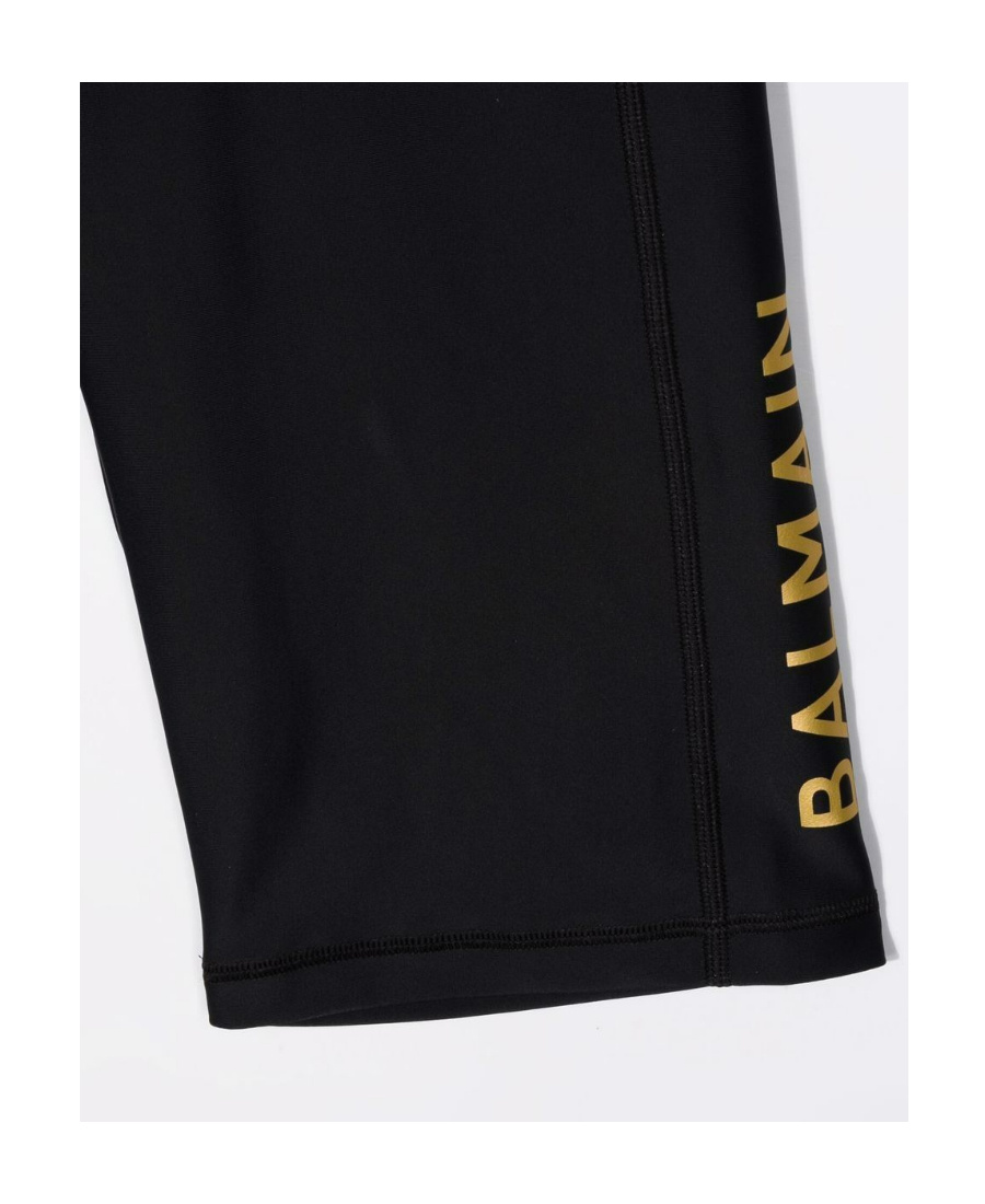 Balmain Teen Logo-print Cycling Shorts In Black