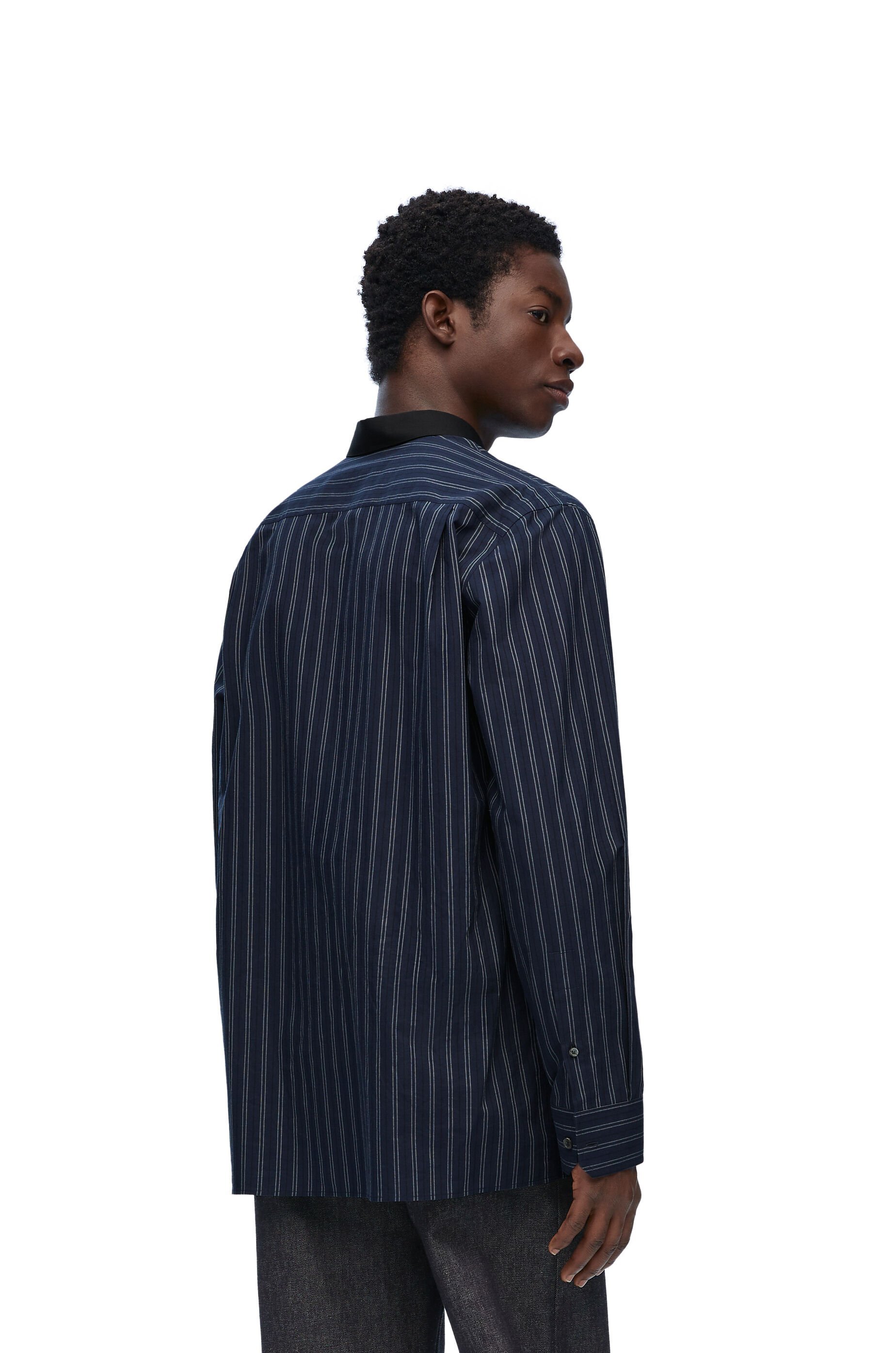 Loewe Man Shirt Navy Blue Size 16 Cotton In Black