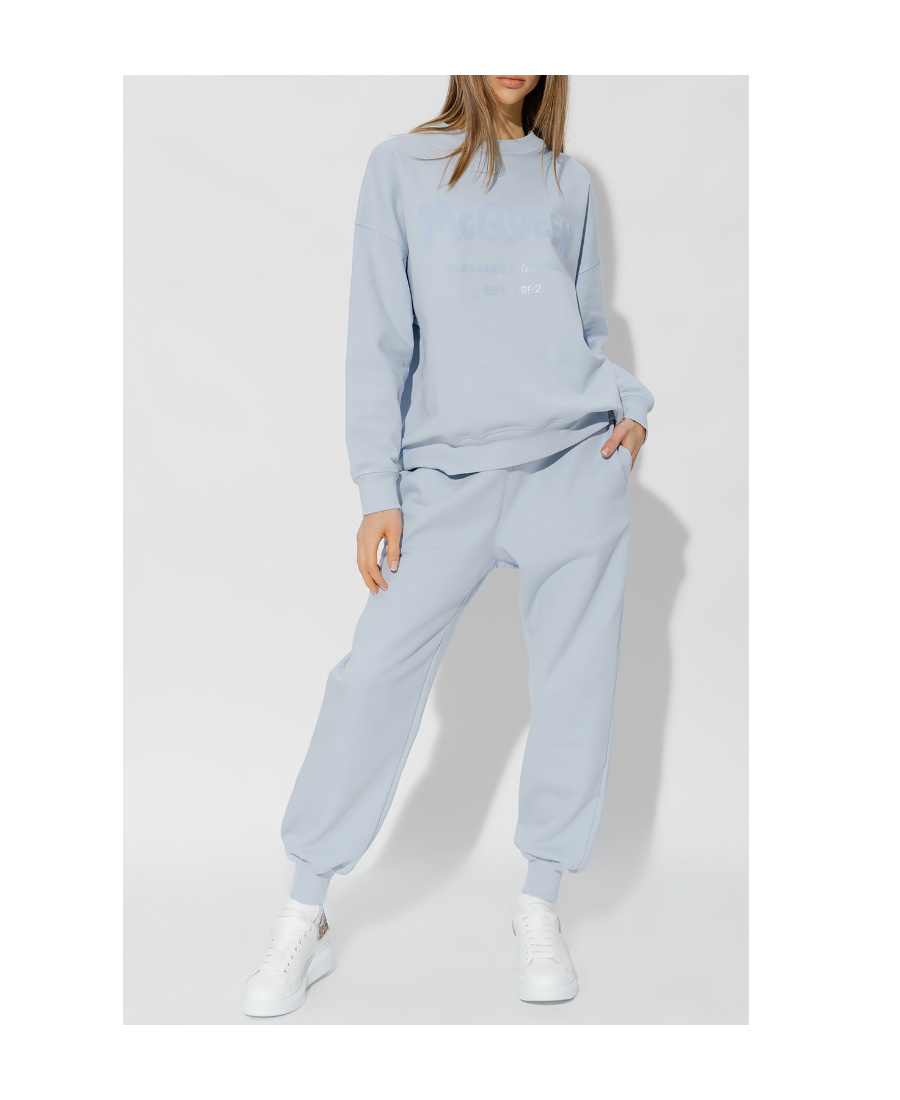 Alexander Mcqueen Logo-print Track Pants In Blue