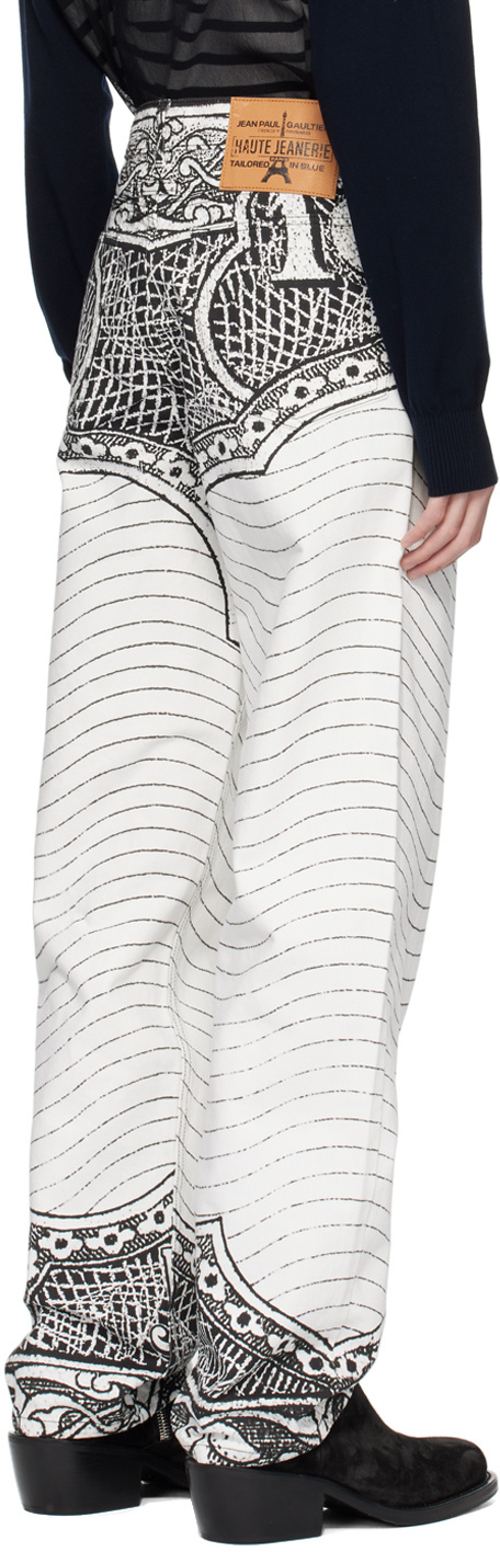 Jean Paul Gaultier Black & White 'the Cartouche' Jeans In White