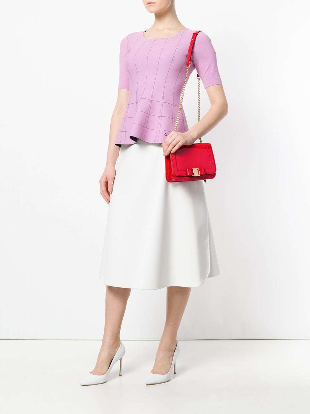 Ferragamo Bright Red Lacquered Leather Flip Vara Shoulder Bag In Red