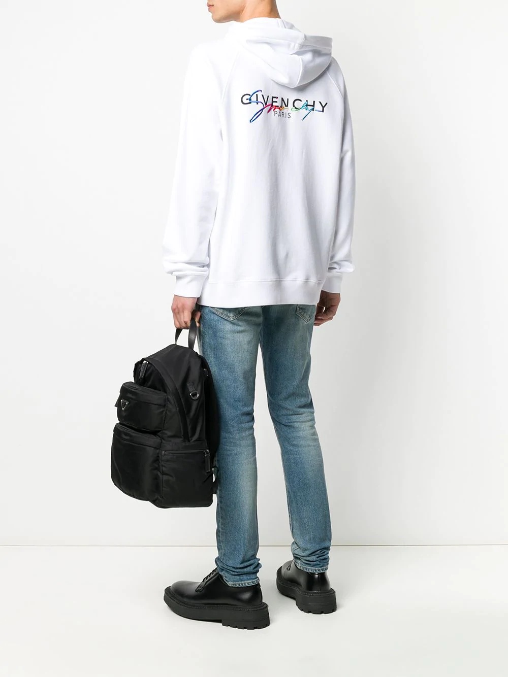 Givenchy Rainbow Logo-print Zipped Hoodie In White