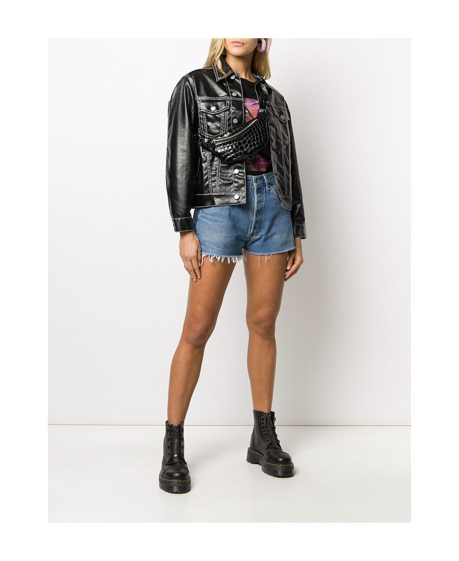 Re/done Lewis Faded Denim Shorts In Blue